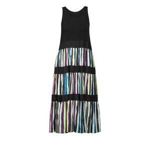 Women's Maxi Dress Size 16 Black Luukaa Stripes Tank Sleeveless Scoop Neck NWT